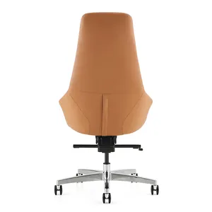 Chaise pivotante de luxe en cuir, chaise de bureau souple avec accoudoir