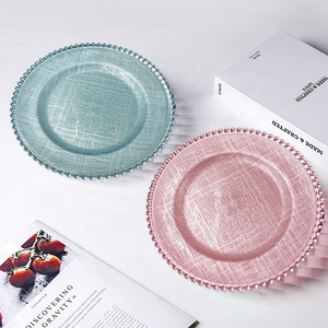 طقم أطباق عشاء دائرية كلاسيكية صديقة للبيئة بتصميم إبداعي ملون مع تطعيم ذهبي، صحون زجاجية للزفاف والاستخدام المنزلي - Product Image 1