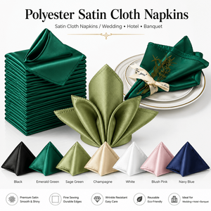 Serviettes en tissu satiné polyester carrées imprimées modernes réutilisables en gros, 20x20 pouces, pour la décoration <span class=keywords><strong>de</strong></span> tables <span class=keywords><strong>de</strong></span> mariage, banquets et hôtels - Product Image 1