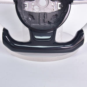 Volante in Legno Nero Lucido Modificato per <span class=keywords><strong>Audi</strong></span> RS3 S3 S4 S5, Assemblaggio Personalizzato in Pelle Scamosciata Traforata - Product Image 2