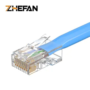 ZHEFAN उच्च गुणवत्ता Cat5e Cat6 Rj11 Rj12 Rj45 कनेक्टर के माध्यम से पारित आसान Utp रक्षाहीन Rj45 कनेक्टर्स मॉड्यूलर प्लग