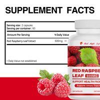 Capsules d'extrait de feuille de framboisier rouge antioxydant, protection cellulaire et soutien de la santé de la peau, approvisionnement en vrac certifié GMP