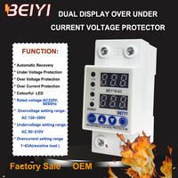 Protecteur de surtension intelligent monophasé en gros pour climatiseur 110V sur rail DIN réglable 40A 63A numérique 50Hz