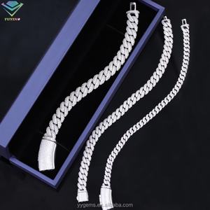 Moissanite Diamond Miami Cuban Link Chain 6mm 9mm 13mm Moissanite Bracelet White <b>Gold</b> Plated 925 Silver Hip Hip Cuban Chain - Product Image 5