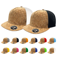 Casquettes Trucker en Maille à 5 Panneaux en Polyester et Liège, à Bord Plat, avec Logo Personnalisé, Vente en Gros à Prix Compétitif, Direct Usine Chine