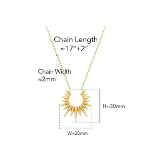 Новейшее 18 карат позолоченное ювелирное изделие из нержавеющей стали геометрическое водонепроницаемое ожерелье солнце звезда кулон для женщин подарок ожерелье P243431