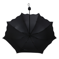 CHUVABAND Parapluie manuel de voyage 21 pouces 8K, pliable en 3 sections, anti-UV, design floral, revêtement noir, polyester, très populaire et élégant