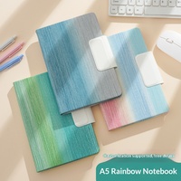 A5 Notizbuch mit Regenbogen-Farbverlauf, PU-Ledereinband, 100 Blatt, 200 Seiten, liniertes Papier, Magnetverschluss für Büro und Schule