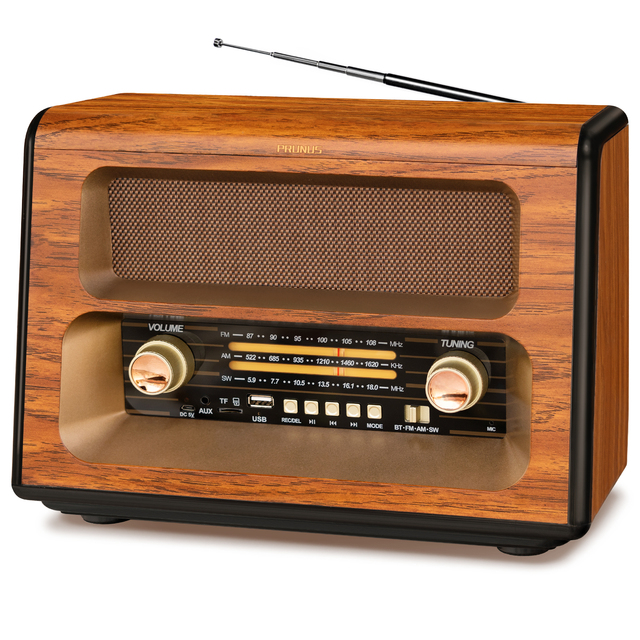 Large Vintage Radio Wireless AM FM 15W Speaker AUX/TF/USB AC  Rechargeable Battery AA Battery MIC Recording Wireless Radio