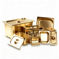 Goldene Edelstahl-Gastronormbehälter mit Deckel, Metall-GN-Behälter für Buffet, Restaurant und Küchenlagerung