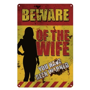 Cuidado con la esposa, venta al por mayor, carteles de hojalata divertidos, Riff Raff, cerveza de advertencia, cartel vintage, decoración para pub y Bar en casa - Product Image 2