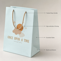 Sacs cadeaux en papier imprimés sur mesure avec poignées en corde torsadée, finition mate premium pour l'emballage de détail et de boutiques