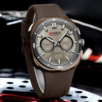 Montre-bracelet chronographe sportive pour homme CURREN 8502 avec bracelet en silicone noir, date automatique, aiguilles lumineuses, montre à quartz légère pour homme