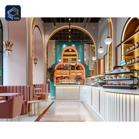 Comptoir de service moderne pour café, vitrine à gâteaux en verre et bois, présentoir à pâtisserie