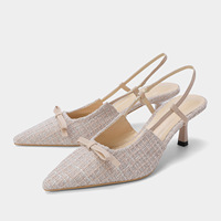 Chaussures à talon aiguille pour femme, nouvelle collection automne 2025, style nœud papillon, bout pointu, talon fin, mules basses à enfiler