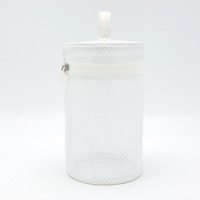 Sac de maquillage en TPU maillé transparent blanc avec poignée, vente en gros d'usine, pochette personnalisable avec logo, sac cosmétique de voyage portable pour femmes