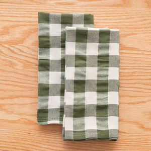 Washable 100% Cotton Yarn-dyed Chambray Green White <strong>Set</strong> of <strong>Napkin</strong> Placemat Kitchen Decor - Product Image 3
