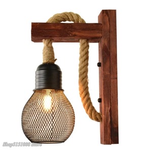 Lámpara de pared de madera antigua Retro de estilo Industrial fuente de luz LED hierro para dormitorio restaurante Rural Homestay cabecera decorativa - Product Image 6