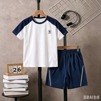 Ensemble de basket-ball respirant 2 pièces, été, 100% polyester, short color block, tenue d'entraînement, pour jeunes