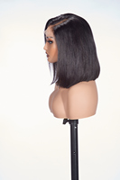 Perruque Bob Courte Droite en Cheveux Humains Vierges Brésiliens, Pré-Pluckée et Pré-Coupée, Sans Colle, avec Dentelle HD 13x4 pour Femmes