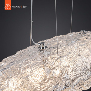 Lampe suspendue en verre artisanal linéaire contemporaine pour salle à manger de villa et salon d'hôtel - Product Image 6