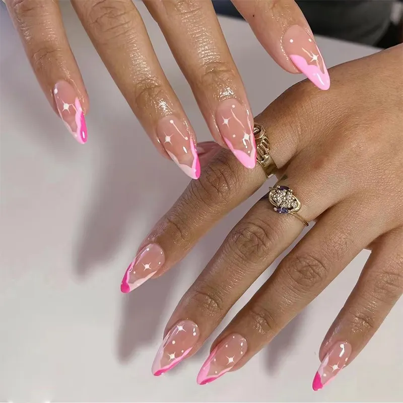 Vente en gros-press-on-nails conseils marque privée de luxe faux ongles rose bâton de beauté ongles Ons