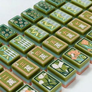 Mahjong américain de luxe, nouveau modèle, vert, en mélamine, quatre étages, 160 pièces, en acrylique, pliable, durable, écologique, résistant à l'eau - Product Image 2