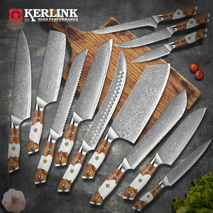 Juego de Cuchillos de Chef de Cocina Profesional White Horse con Hoja de Acero de Damasco y Estampado de Gota de Lluvia Cuchillo <span class=keywords><strong>para</strong></span> Carne Mango de Madera Pakka - Product Image 3