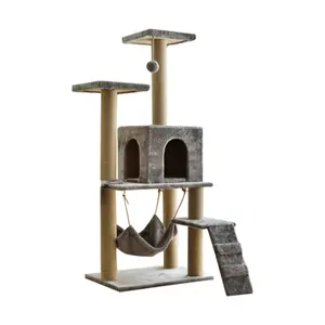Factory Sale multi-color Cat climbing tree grey Sisal Rope cat scratching post house