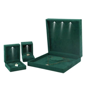 Jewelry Box Velvet LED Emerald Green Mint Green Woman's <b>Earrings</b> Necklace Bracelets Bangle <b>Gift</b> Box Plush Velvet Jewelry <b>Boxes</b> - Product Image 6