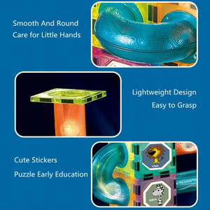 Mattoncini Magnetici Fai-da-Te 3D, Blocchi Magnetici per Costruzioni, Pista per <span class=keywords><strong>Biglie</strong></span> con Luci, Giocattolo Educativo STEM in Plastica Ecologica per Bambini - Product Image 6