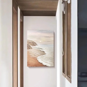 Pintura al óleo pintada a mano <span class=keywords><strong>mar</strong></span> amanecer Vertical colgante sofá decorativo pared de <span class=keywords><strong>fondo</strong></span> para sala de estar pintura de textura gruesa - Product Image 3