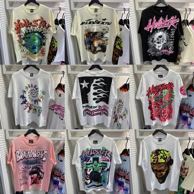Cross-border European American Fashion Brand Hell Star Cartoon Print Cotton Short Sleeve Loose Fit Breathable T-shirt Men