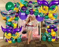 Set de Decoraciones de Mardi Gras, Globos de Papel de Aluminio con Forma de Luna y Estrella para el Martes Grueso, Guirnalda de Globos de Mardi Gras