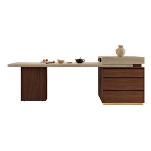 <span class=keywords><strong>Table</strong></span> de cuisson à <span class=keywords><strong>induction</strong></span> multifonctionnelle moderne, écologique, durable, en bois, avec plateau en pierre de roche, télescopique, pour 6 personnes - Product Image 5