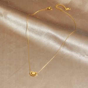 Heart Pendant Necklace Gold Plated Stainless Steel Openwork Design Daily Wear Gift Jewelry N3965 - Product Image 3
