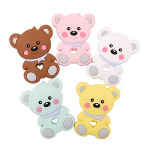 Mordedor de silicona para bebé con forma de oso, anillo de dentición infantil, mordedor de dibujos animados para moler encías, juguete de silicona de grado alimenticio con animales, 0-24 meses - Product Image 1