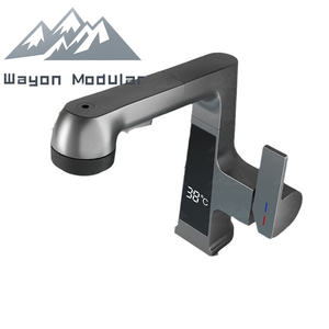 Robinet de lavabo de salle de bain moderne Wayon en alliage de cuivre gris bronze avec affichage numérique extractible - Product Image 5