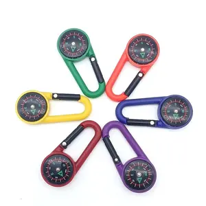 Multifunctional outdoor plastic hiking buckle compass quick hanging key chain compasses