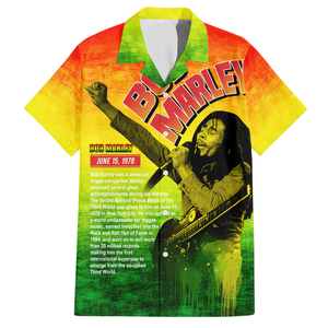 새로운 패션 여름 3D 프린트 티셔츠 레게 가수 반소매 힙합 스타일 남성 상의 밥 말리 하와이안 스트리트웨어 셔츠 - Product Image 3