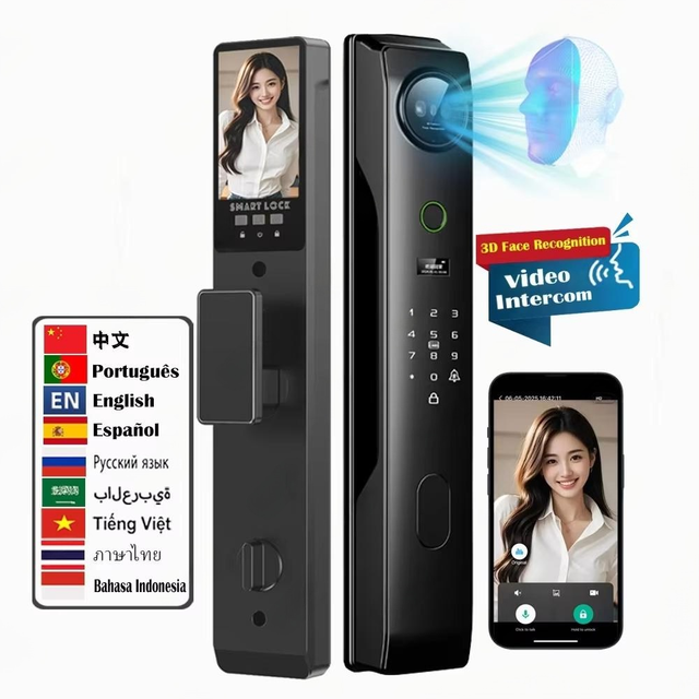 YOHEEN K42 3D Face Recognition Fingerprint Video Intercom Tuya App Smart Digital Lock Wi-Fi CE Certified Compatible