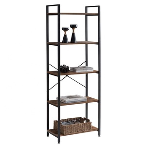 Estantería para Libros para Espacios Pequeños, de 3, 4 y 5 Niveles, Estilo Industrial, Marco de Acero, Estantería de Esquina de Madera - Product Image 3