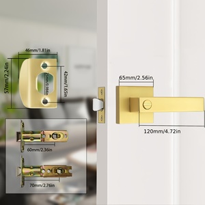 1 poignée de porte intérieure carrée moderne en alliage de zinc robuste avec serrure pour chambre, salle de bain, bureau, réversible - Product Image 3