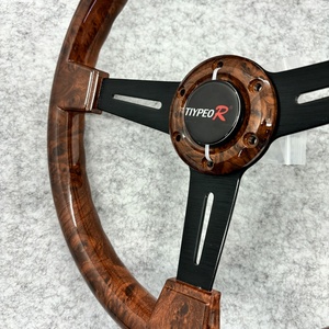 Volant en bois de pêche de haute qualité, classique et rétro, 350 mm, avec support électroplaqué et plateau profond en ABS de 5 branches - Product Image 3