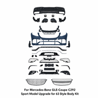 Body Kit GLE63 Style Bumper Depan Bumper Belakang untuk Mercedes-Benz GLE Coupe C292 2015-2019 PP GT Grille Facelift Upgrade