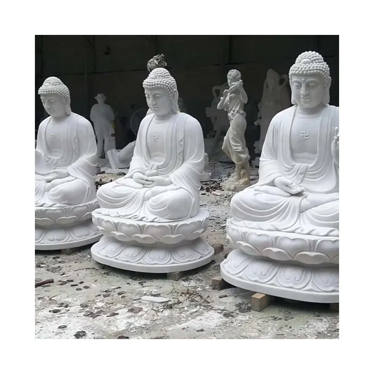 Toptan bahçe dekoru büyük taş mermer oturan buda budist keşiş heykel heykelleri çevrimiçi alışveriş