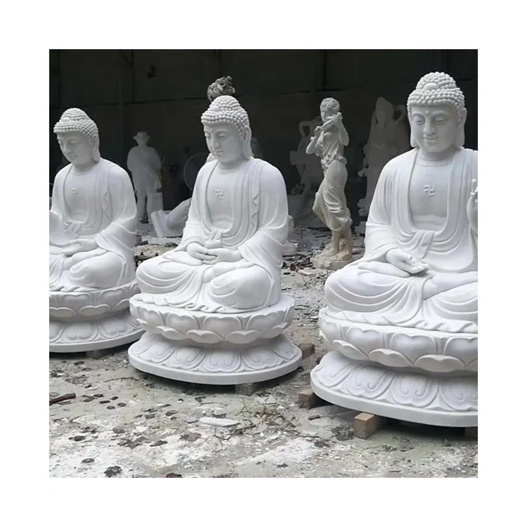 Großhandel im Freien Garten Dekor großen Stein Marmor sitzen Buddha buddhistischen Mönch Skulptur Statuen Online-Shopping