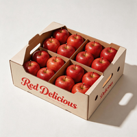 Boîte à fruits en carton ondulé kraft simple avec poignées, boîtes d'expédition en carton imperméables pour pommes, oranges