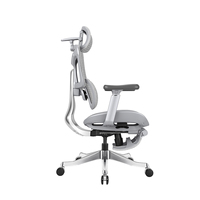 Chaise de travail ergonomique moderne en maille respirante, cadre en alliage d'aluminium, appui-tête multi-angles, réglage du dossier en trois positions, réglable