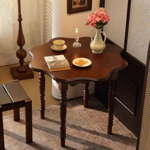 American Retro Vintage <strong>Dining</strong> Table with Four Bamboo Chairs French Style Solid Wood <strong>Small</strong> Household <strong>Dining</strong> <strong>Set</strong> - Product Image 4